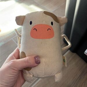 Adorable Cream and Brown Stuffed Cow Toy